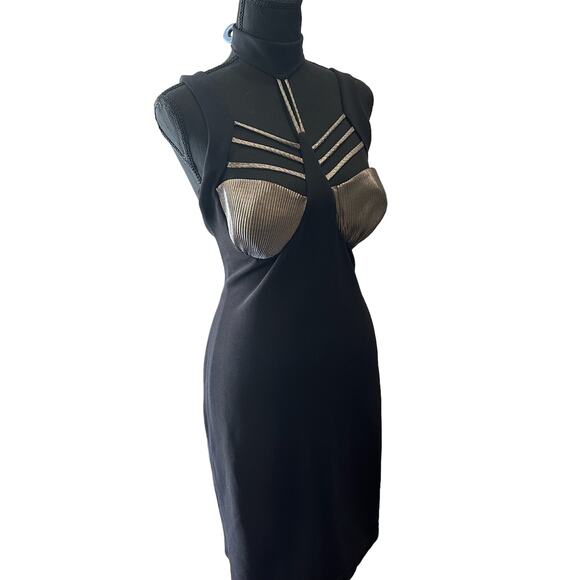 RARE VINTAGE 80s DESIGN CHAMP SPORTSWEAR PARIS NY Black & Silver Dress Large EUC - Picture 12 of 16